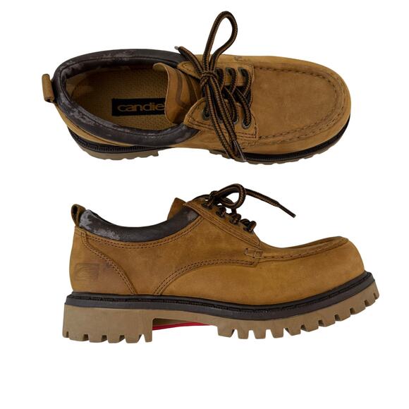 Candies Chunky Moc Oxford Size 7.5 Lug Sole Lace Up 90s Y2k Wheat Yellow Leather - Picture 1 of 13